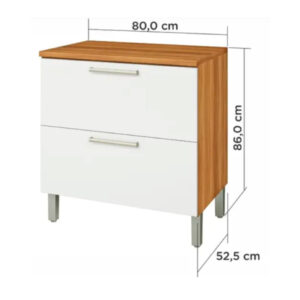 ARMÁRIO COZINHA BALCÃO 1 PORTA 1 GAVETA BURGUESA PREMIUM 80CM FREIJO-BRANCO - Imagem 3