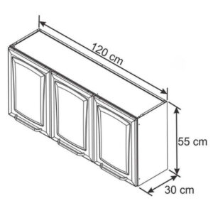 ARMÁRIO COZINHA AÉREO 120CM 3 PORTAS BRANCO/BRANCO IP3-120 TARSILA 2021 BRA - Imagem 4