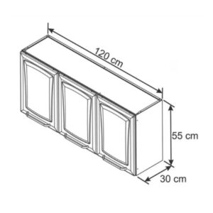 ARMÁRIO COZINHA AÉREO 120CM 3 PORTAS VIDRO BRANCO/BRANCO IPV3-120 TARSILA 2021 BRA - Imagem 3