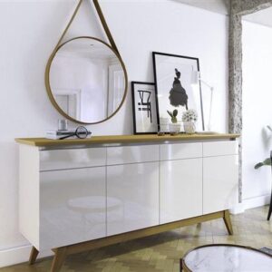 BUFFET CLASSIC 4P 1.6 S/ ESPELHO OFF WHITE/NATURE 1.60MT (IMCAL) - Imagem 3