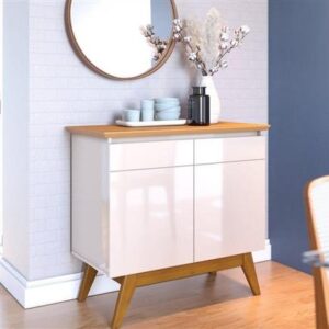 BUFFET CLASSIC 2 PORTAS S/ ESPELHO OFF WHITE/NATURE (IMCAL) - Imagem 3