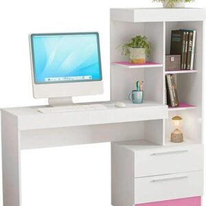 ESCRIVANINHA MESA OFFICE 02 GAVETAS NT 2010 BRANCO NEW / ROSA (NOTAVEL) - Imagem 1