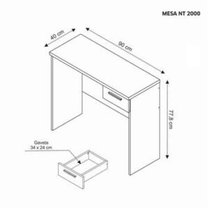 ESCRIVANINHA MESA OFFICE 01 GAVETA NT 2000 FREIJO TREND (NOTAVEL) - Imagem 2