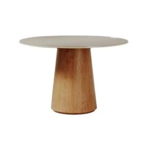 MESA ZARA 1.35 - VIDRO REDONDO OFF WHITE CINAMOMO (IMCAL) - Imagem 1