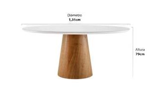MESA ZARA 1.35 - VIDRO REDONDO OFF WHITE CINAMOMO (IMCAL) - Imagem 2
