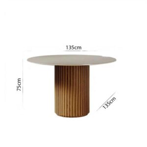 MESA LIVING BASE RIPADA 1.35 - VIDRO REDONDO OFF WHITE CINAMOMO (IMCAL) - Imagem 2