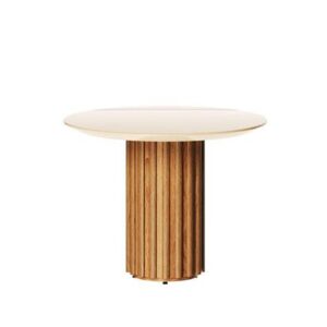 MESA LIVING BASE RIPADA 1.35 - VIDRO REDONDO OFF WHITE CINAMOMO (IMCAL) - Imagem 1