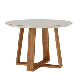 MESA WOOD 1.2 REDONDA OFF WHITE NATURE (IMCAL) - Imagem 1