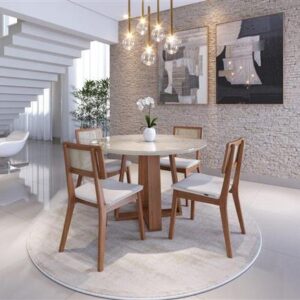 MESA WOOD 1.2 REDONDA OFF WHITE NATURE (IMCAL) - Imagem 3