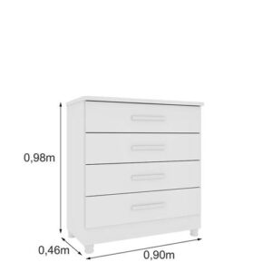 COMODA 4 GAV SUECIA C/4 PES - NEVE/NEVE (TCIL) - Imagem 2