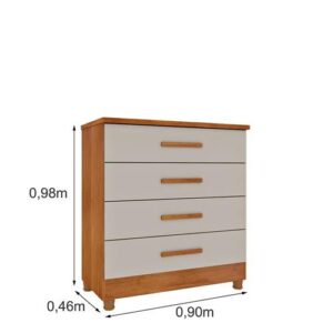 COMODA 4 GAV SUECIA C/4 PES - CINAMOMO/OFF WHITE (TCIL) - Imagem 2