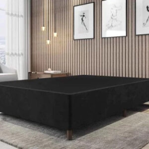 BASE BOX CASAL 1.38 X 1.88 X 0.30 SUEDE PRETO (SLIM) BM - Imagem 3